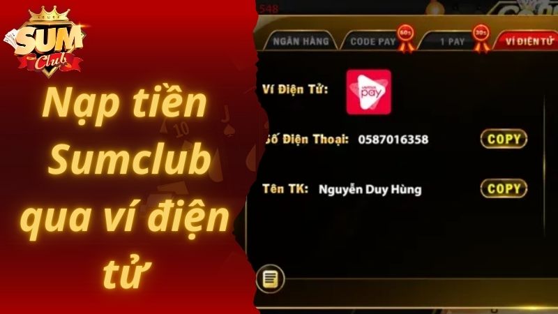 Nạp tiền Sumclub với phương thức ví điện tử